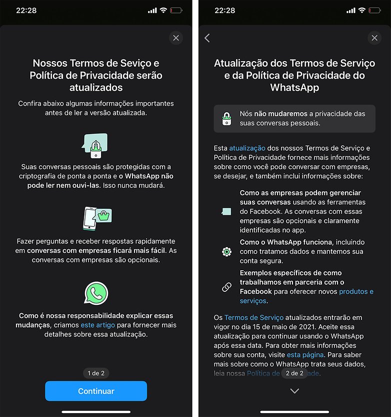 WhatsApp update termos uso privacidade