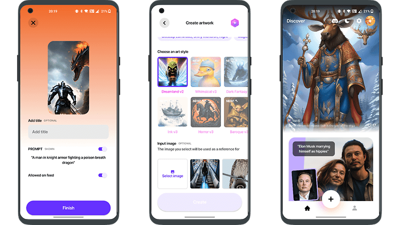 Screenshots der WOMBO Dreams app Screenshots der WOMBO Dreams app