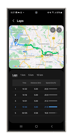 Screenshots des Radfahrmodus der Galaxy Watch Ultra