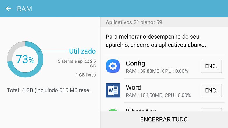 galaxy s7 edge memoria apps segundo plano