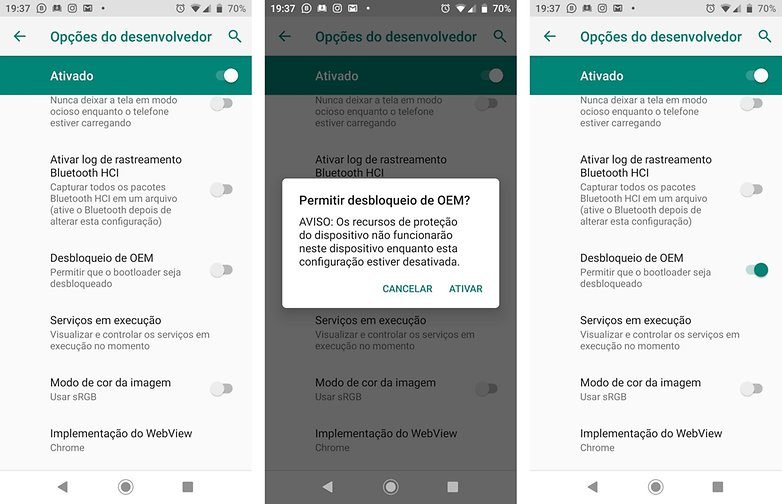Opções do desenvolvedor Opções do desenvolvedor