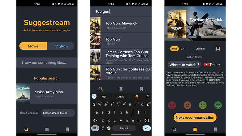 Find the TV series or movies that you want, fast and easy! Suggestream Screenshot