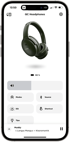 Screenshot of the Bose Music app on the Bose QuietComfort Headphones wireless headphones