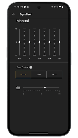 Capture d'écran de l'application Sony Headphones Connect montrant l'égaliseur du casque Sony ULT WEAR.