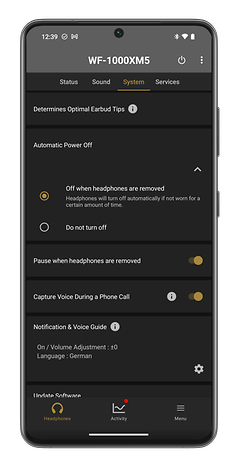 Screenshots der Headphones-Connect-App von Sony