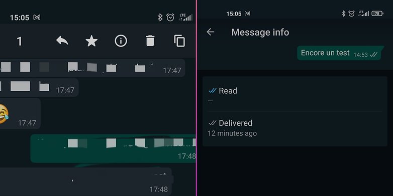 Interface de mensagem do WhatsApp mostrando uma mensagem marcada como entregue e lida. Interface de mensagem do WhatsApp mostrando uma mensagem marcada como entregue e lida.