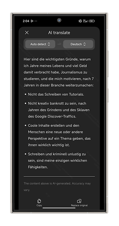Ein Screenshot von einem Xiaomi-Smartphone, der die KI-Notizen-Funktion von HyperOS zeigt.