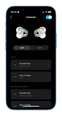 Un smartphone affichant les paramètres de contrôle pour les écouteurs Anker Soundcore Aeroclip.