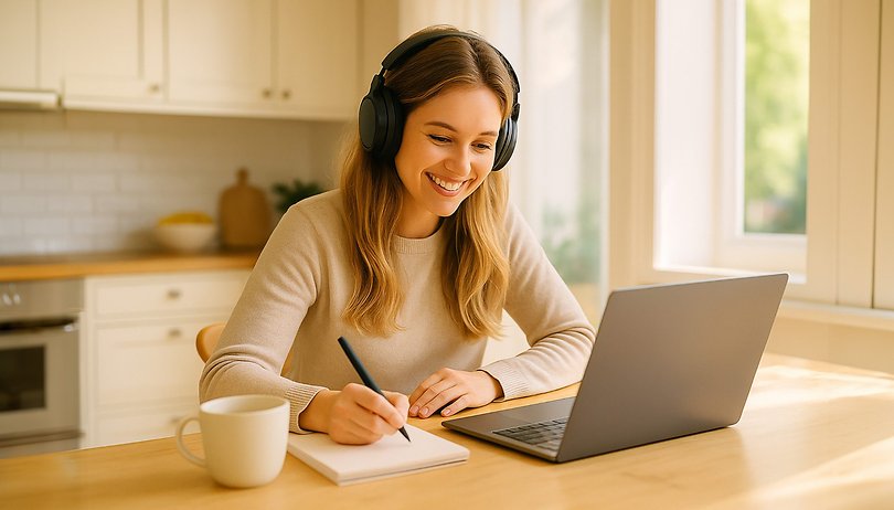Como Criar Seu Próprio Podcast com o NotebookLM em Poucos Passos nextpit Frau mit Notizblock am Laptop