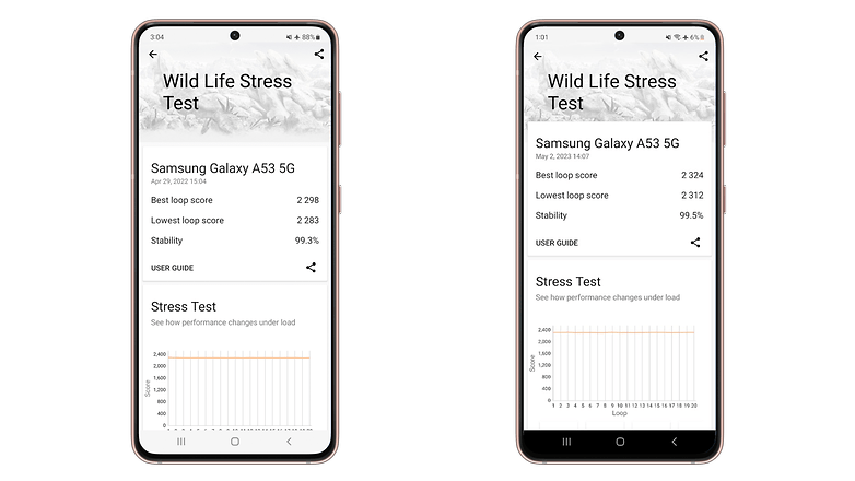 Galaxy A53 results - 2022 vs 2023 - 3D Mark Galaxy A53 results - 2022 vs 2023 - 3D Mark