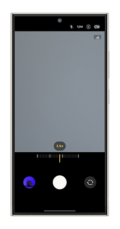 Interface de câmera com nível de zoom 3,5x e indicador de resolução de 12 MP.