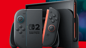 A Nintendo Switch 2 console with Joy-Con controllers, featuring a black design and logo.