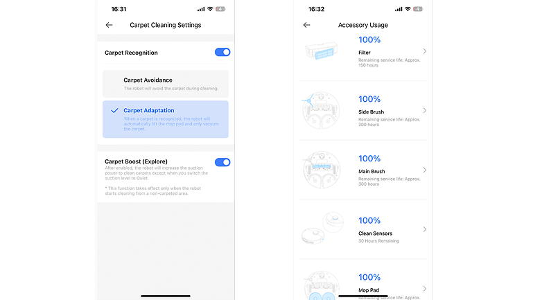 Dreame-Home-App restliche Lebensdauer Komponenten Dreame-Home-App restliche Lebensdauer Komponenten